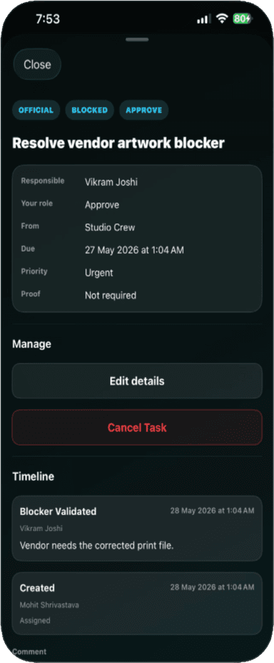 Tassenger task detail